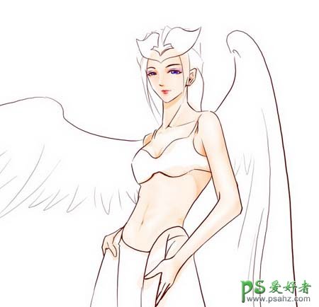 PS鼠绘教程：手绘漂亮的卡通天使少女插画实例教程，天使美女的诱