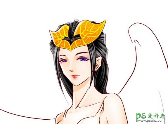 PS鼠绘教程：手绘漂亮的卡通天使少女插画实例教程，天使美女的诱