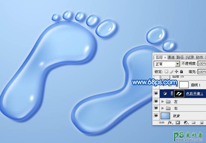 Photoshop实例教程：设计晶莹剔透的水珠脚印-可爱的水珠小脚丫