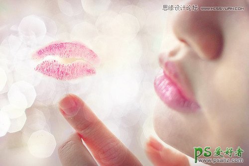 Photoshop制作性感的少女口红唇印，迷人的美女唇印。