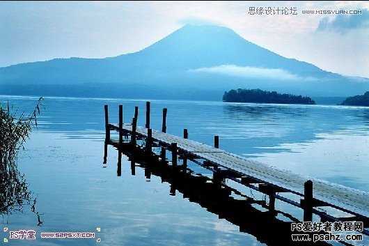 photoshop把湖边的风景图片制作成艺术板画风格效果教程