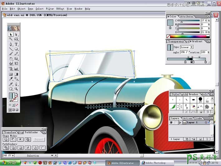 Illustrator手绘汽车：手工制作一辆40年代的甲壳虫汽车失量图