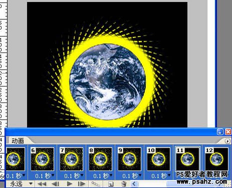 GIF图片制作教程：利用PS动画制作出超酷的旋转光粒动画