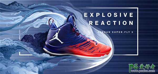动感的篮球运动鞋海报设计作品,漂亮大气的篮球鞋宣传图片设计.