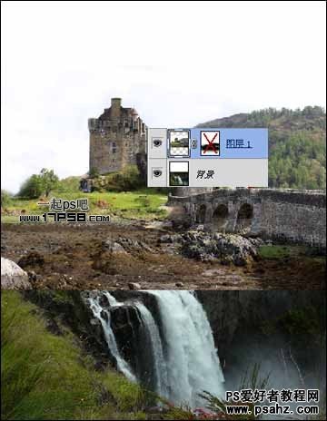 PS合成教程：把瀑布与古城堡完美结合制作出奇幻的风景