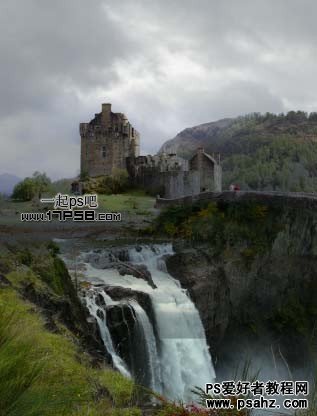 PS合成教程：把瀑布与古城堡完美结合制作出奇幻的风景