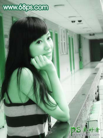 photoshop给清爽少女生活照调出美艳的绿色风格