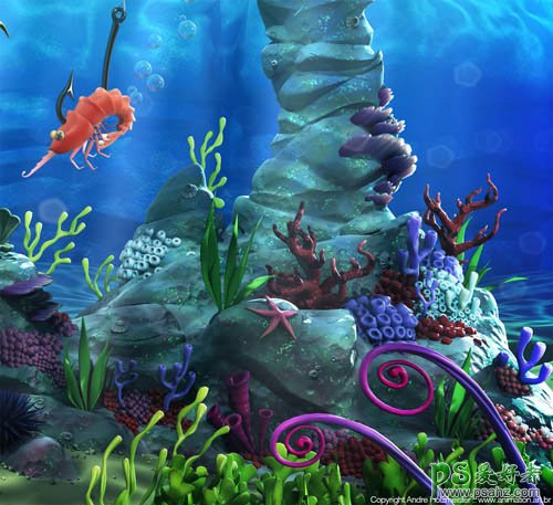 精美的3D美人鱼插画设计作品，美人鱼公主动画片，美人鱼图片
