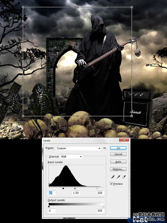PS合成教程：创意合成弹火吉它的魔鬼法师效果图形象照片