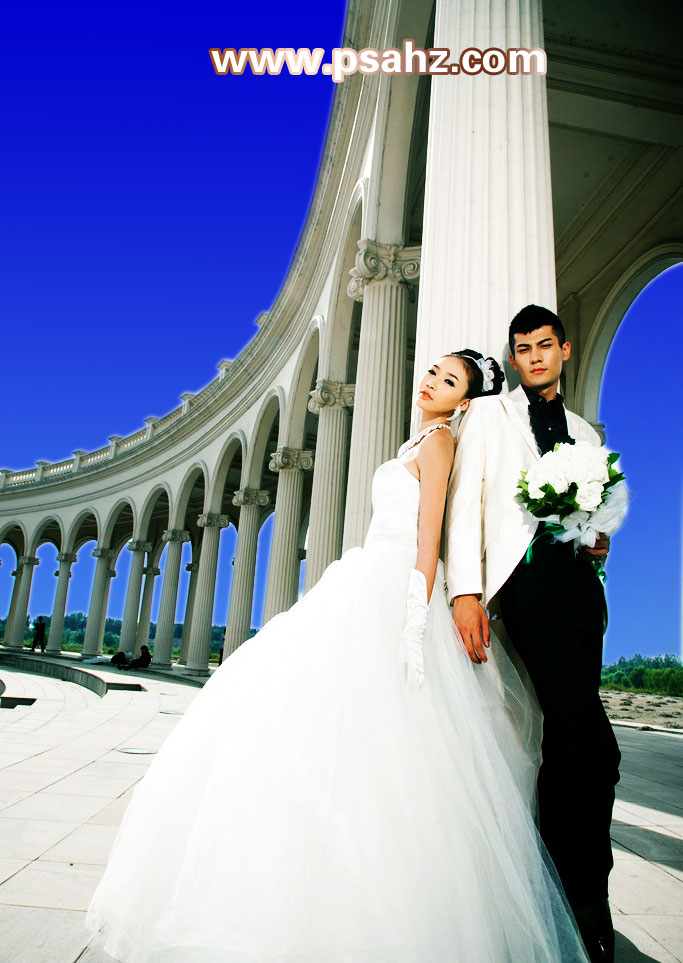 学习用photoshop给浪漫的婚纱照调出模仿v2视觉的一种婚片效果