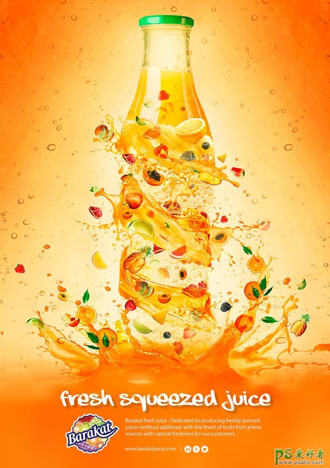 清爽自然的酒水类及饮料宣传广告设计，大气的酒水饮料海报作品。