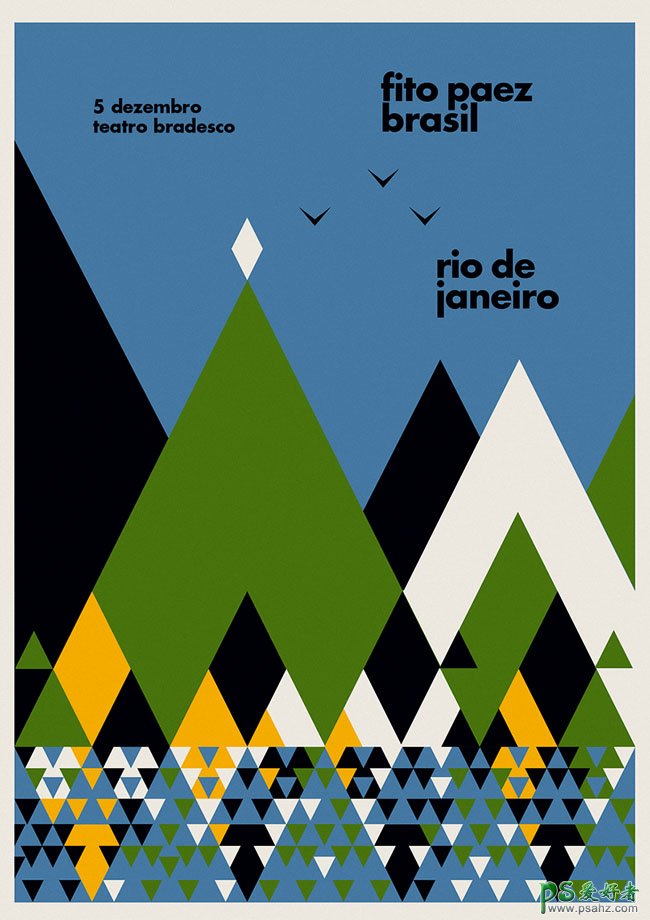 个性几何图案海报 Fito Paez巴西巡回演唱会创意宣传海报作品