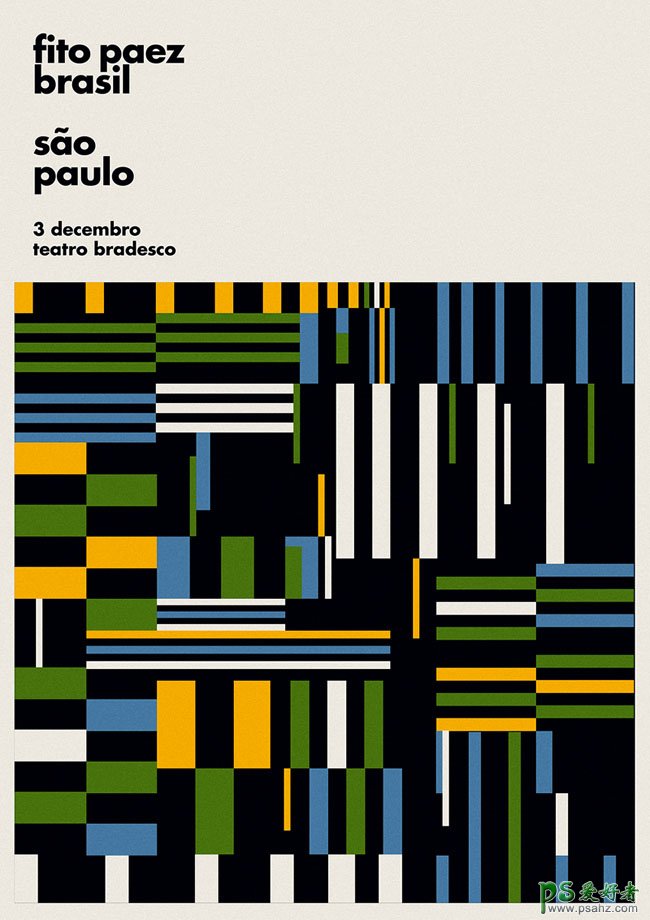 Fito Paez巴西巡回演唱会创意宣传海报作品，个性几何图案海报。