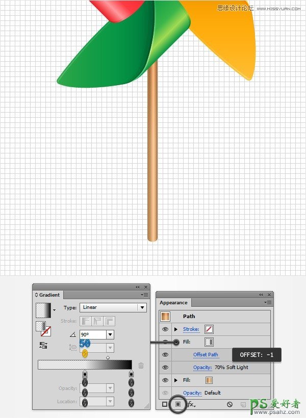 Illustrator鼠绘教程：手绘立体质感的卡通风车失量图素材