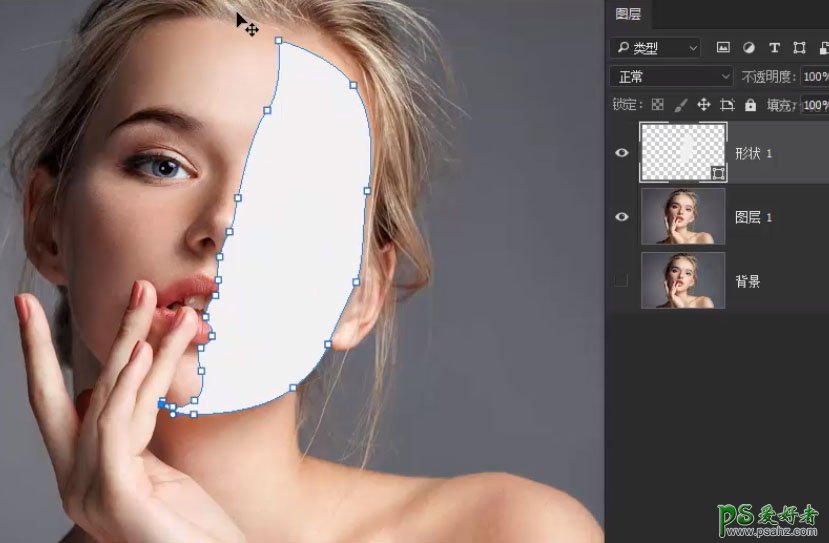 PS人物特效图片制作教程：设计切开的花脸人像海报，人脸切开效果
