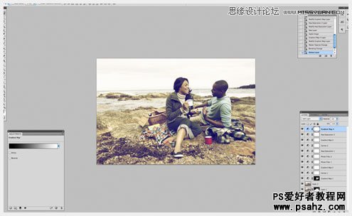photoshop调出海滩一对国外情侣照质感蓝色调