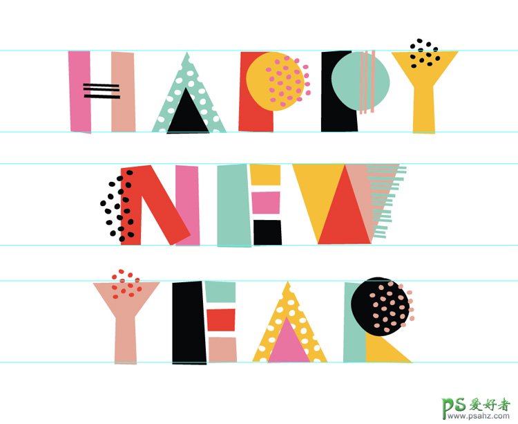 AI字体设计教程：制作“HAPPY NEW YEAR ”的英语短语字体设计