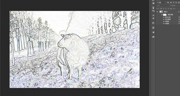 学习用photoshop滤镜工具把可爱的山羊照片制作成水彩画效果。