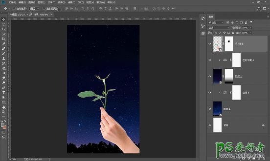 Photoshop创意合成极具梦幻风格的玫瑰花月亮照片。