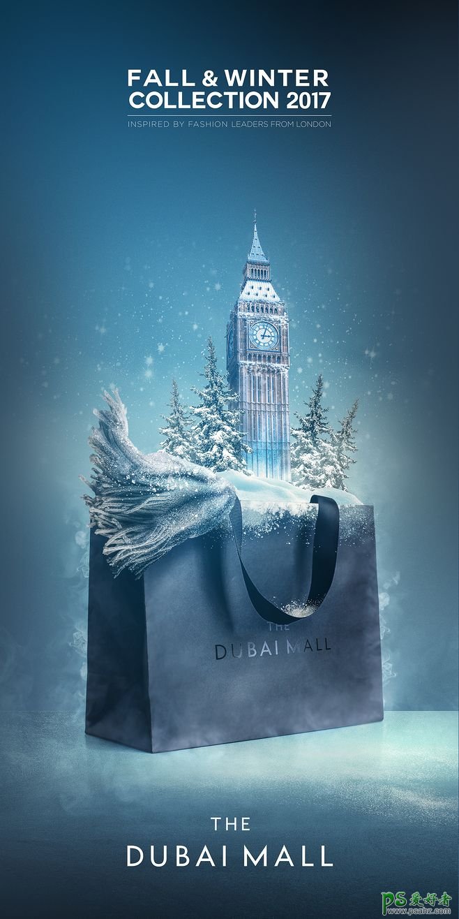 创意冬季商品宣传广告设计作品，冬季日用品促销宣传海报。