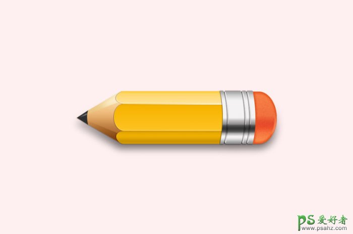 胖胖的铅笔图标 Photoshop手绘一只可爱逼真的铅笔失量图素材