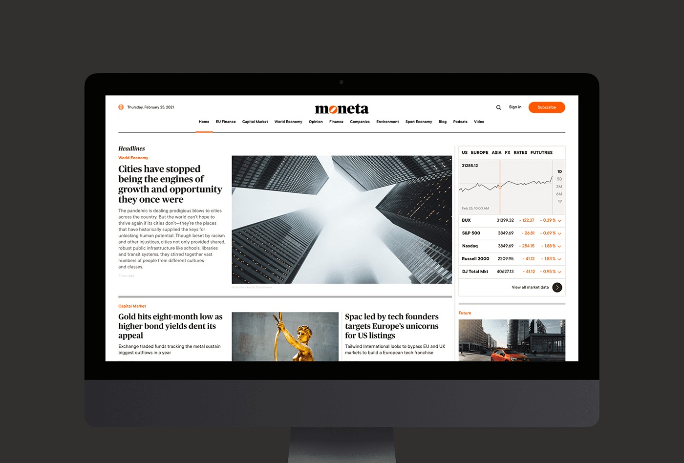 创意国外新闻品牌网页设计 Moneta金融新闻网页设计作品