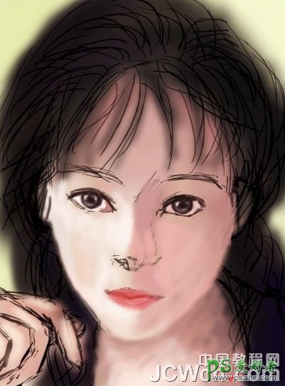 PS鼠绘教程：绘制忧郁言情效果的古典美女头像