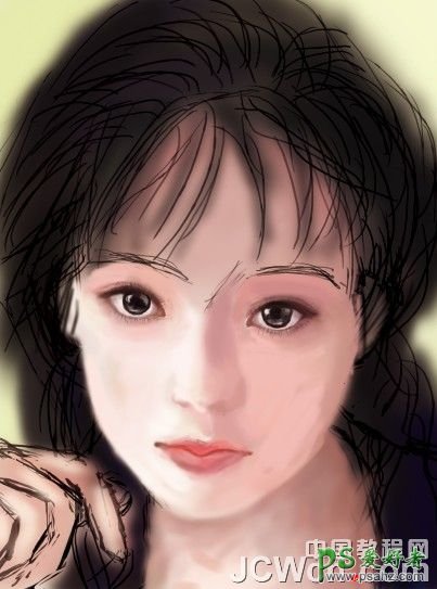 PS鼠绘教程：绘制忧郁言情效果的古典美女头像
