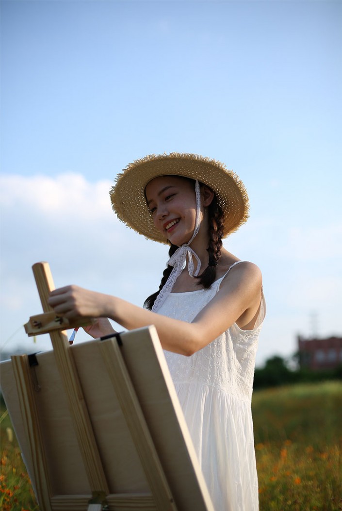 PS后期技巧教程：学习把田野人像照片后期调出田园少女风格。