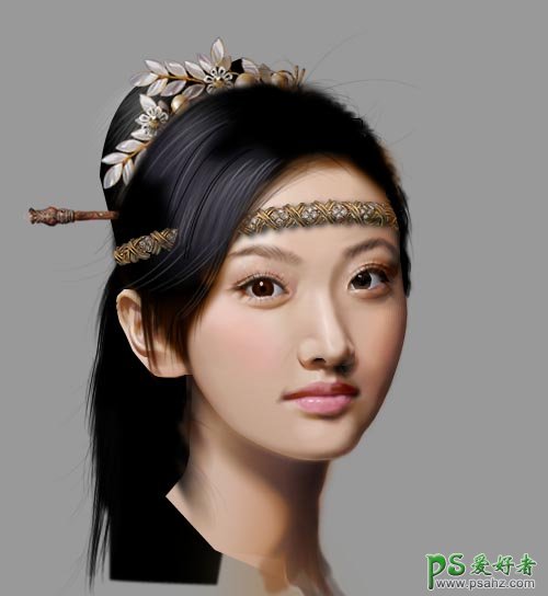 PS鼠绘教程：绘制远古传奇女子形象，漂亮少女古装完美写真