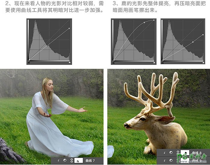 Photoshop图片合成教程：创意打造唯美大树下美女与鹿王的意境场