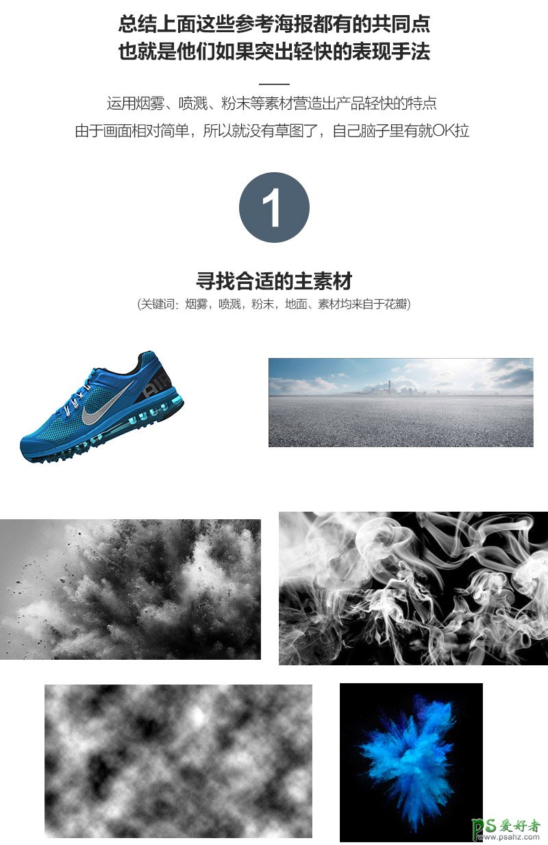 Photoshop海报设计实例：学习制作个性十足的品牌运动鞋海报。