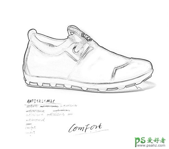 Ps图片后期教程：学习把一双运动鞋宝贝图片制作成黑白素描画效果