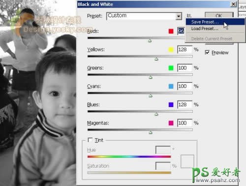 PS技巧教程：学习CS3照片黑白转换控制功能的使用方法