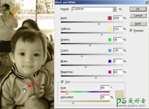 PS技巧教程：学习CS3照片黑白转换控制功能的使用方法