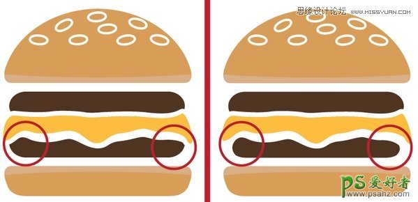 Illustrator制作可爱的汉堡包失量图，简洁风格的汉堡包图标素材
