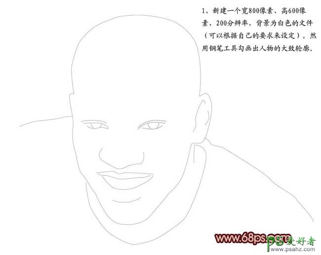 PS鼠绘教程：教你手绘逼真的NBA篮球明星大头像，PS鼠绘人物头像