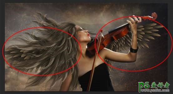 PS美女人像合成教程：打造火光四射的美少女天使小提琴手形象海报