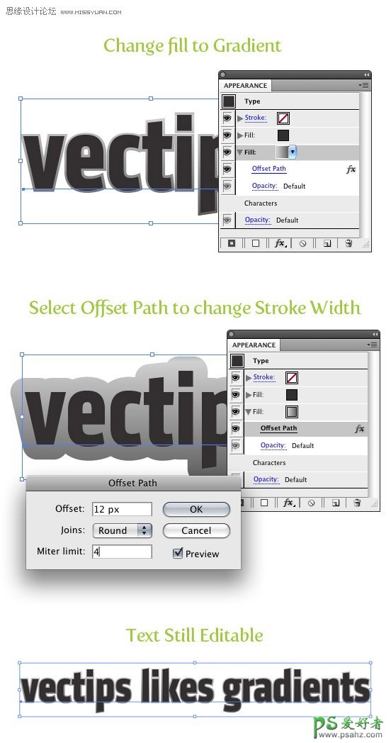 Illustrator字体特效制作教程：设计漂亮的渐变描边字效果教程