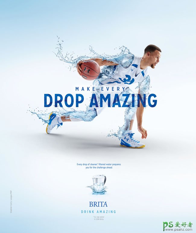 NBA超级巨星库里代言的Brita滤水壶创意平面广告视觉设计作品