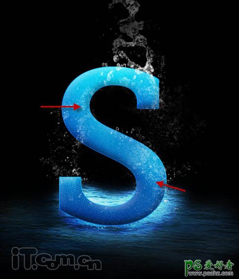 PS文字特效教程：设计个性的粘满水花的3D立体字，蓝色水晶字
