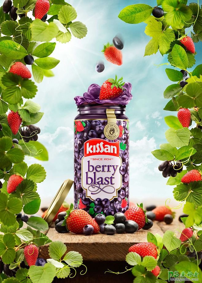 经典大气的水果味饮料平面广告设计，水果味食品海报作品欣赏。