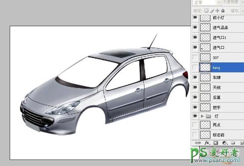 PS鼠绘教程：绘制漂亮的东风标志307小汽车，PS鼠绘标志小气车