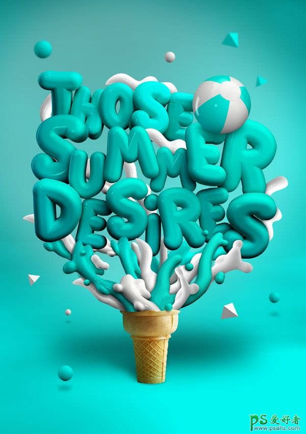 创意的冰淇淋海报,花体艺术字效果的冰淇淋创意宣传海报设计