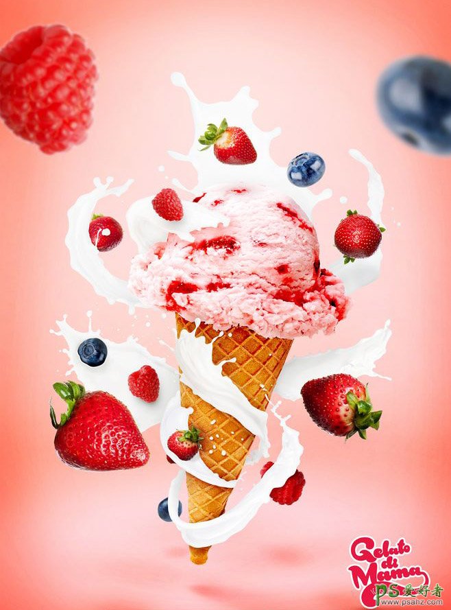 创意的冰淇淋海报,花体艺术字效果的冰淇淋创意宣传海报设计。