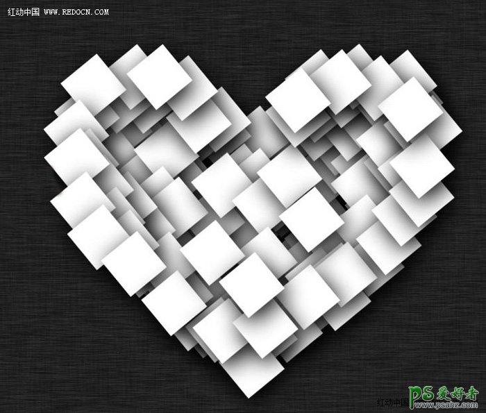photoshop创意设计叠加效果的心形图案实例教程 方块心形图案素材