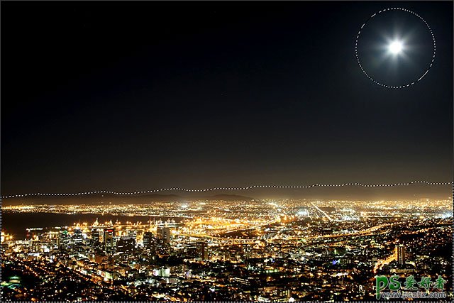 Photoshop给黑暗的的夜空图片加上星星效果。