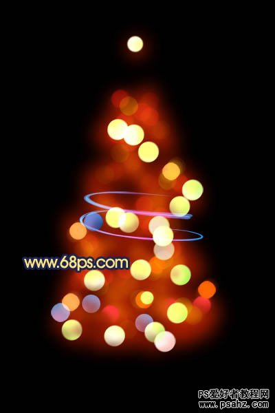 photoshop设计一颗创意的色彩斑斓的光影圣诞树图片