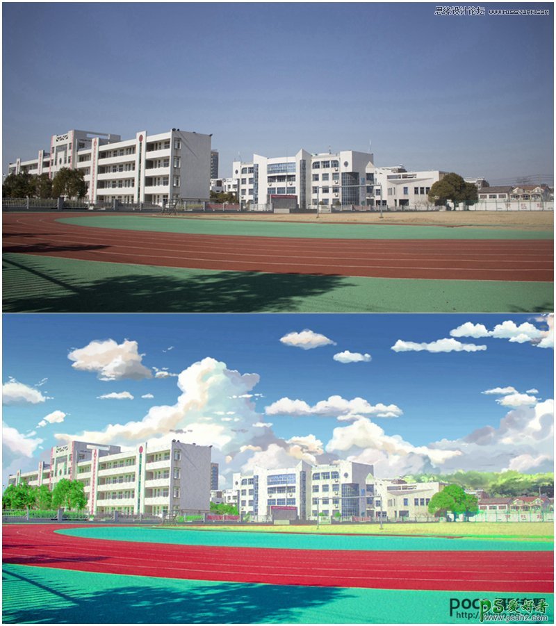 Photoshop把风景图片制作成日本电影中二次元漫画风格图片
