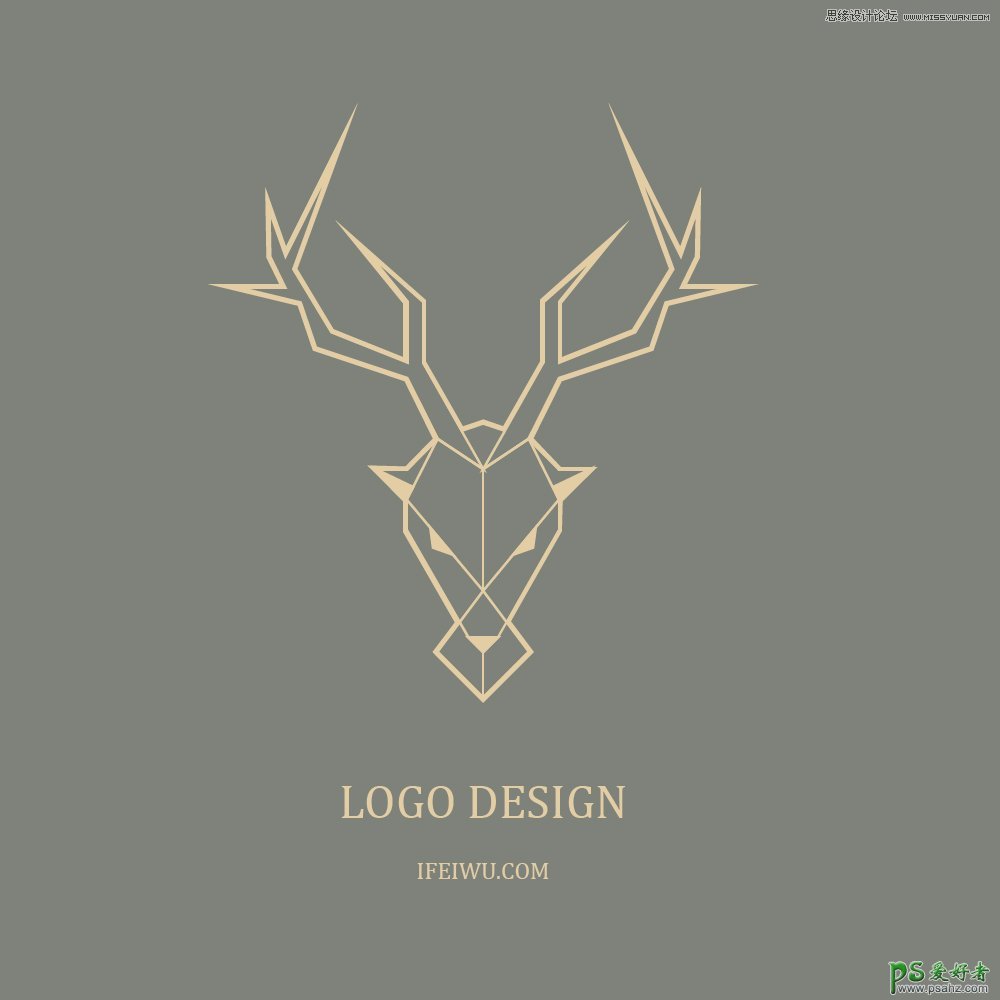 Illustrator创意绘制梅花鹿头标志图像，简约个性的鹿形LOGO教程